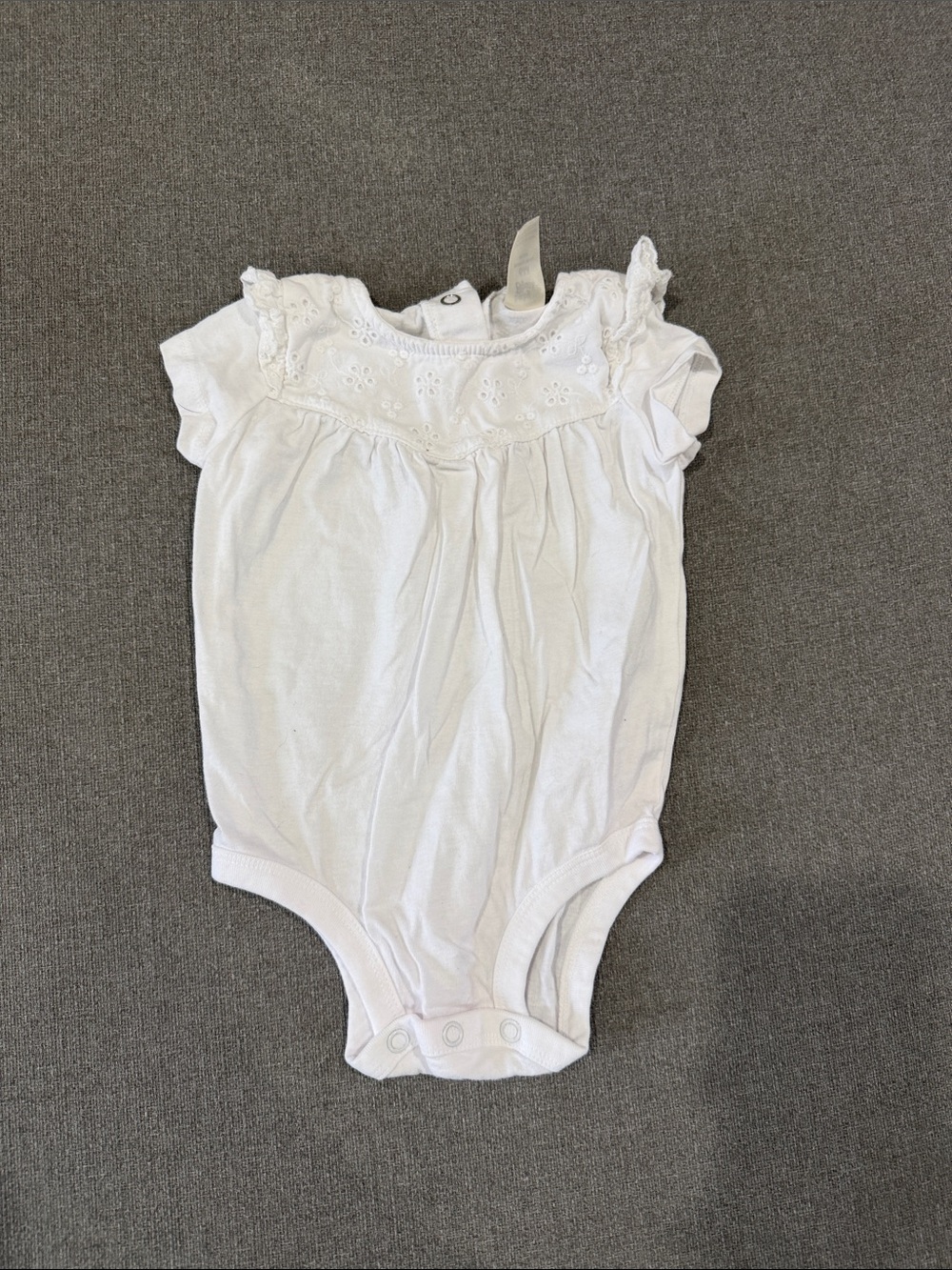 OshKosh B'gosh White Eyelet-Trim Baby One-Piece Bodysuit